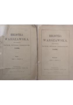 Biblioteka Warszawska,zestaw dwóch książek,1870r.