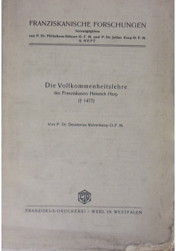 Die Vollkommenheitslehre des Franziskaners Heinrich Herp, 1940r.