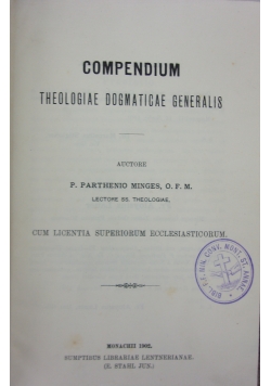 Compendium Theologiae Dogmaticae generalis, 1902r.