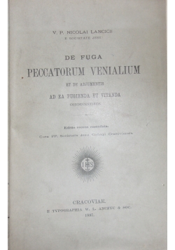 De Fuga Peccatorum Venialium, 1897 r.