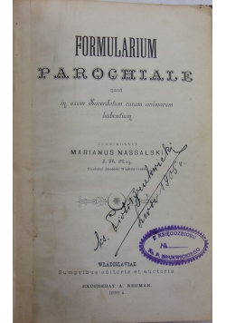 Formularium parochiale, 1895 r.