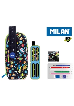Multipiórnik MILAN owalny z 4 piórnikami SH czarny wzorki