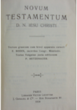 Novum Testamentum, 1918 r.
