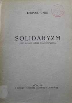 Solidaryzm jego zasady dzieje i zastosowania 1931 r.