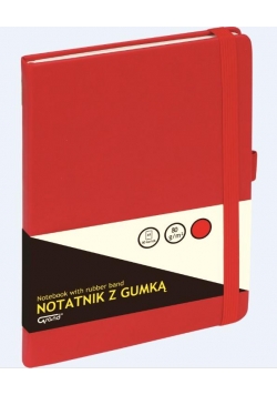 Notatnik A6/80K kratka z gumką czerwony GRAND