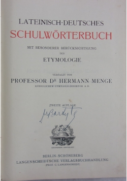 Lateinisch-deutsches schulworterbuch, 1911 r.