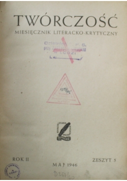 Twórczość miesięcznik literacko krytyczny Maj 1946 r.