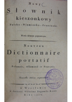 Nowy Słownik kieszonkowy, 1827 r.