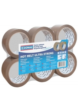 Taśma pakowa DONAU Hot-Melt 48mm, 66m brązowa 6 sztuk