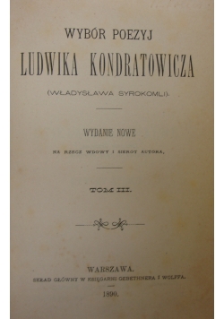 Wybór poezyj Ludwika Kondratowicza, 1890 r.