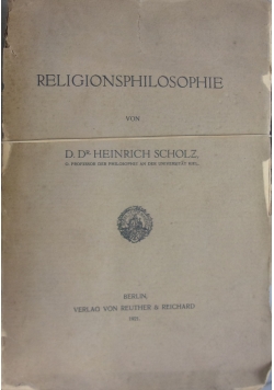 Religionsphilosophie, 1921 r.