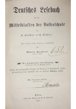 Deutsches Lesebuch ,1898r.