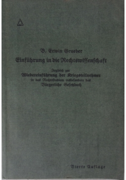 Einfuhrung in die Rechtswissenschaft, 1918 r.