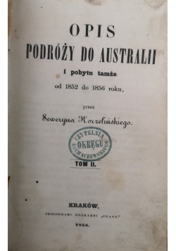 Opis podróży do Australii, 1858 r.