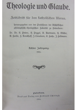 Theologie und Glaube, 1916r.
