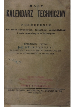 Mały kalendarz techniczny, 1939 r.