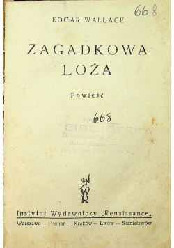 Zagadkowa Loża  1929 r.