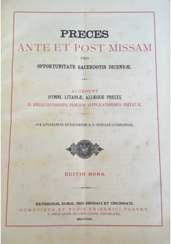 Preces ante et post missam, 1902 r.