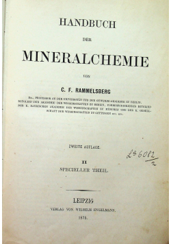 Handbuch der Mineralchemie II Specieller Thell 1875 r.