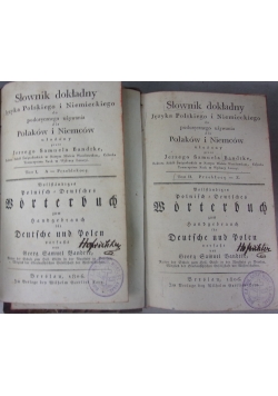 Słownik dokładny języka polskiego i niemieckiego do podręcznego używania dla Polaków i Niemców , 1806r.