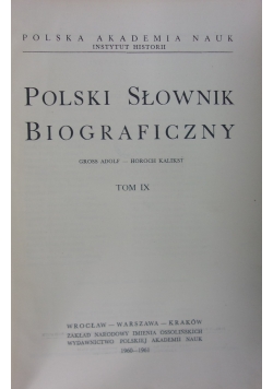 Polski Słownik Biograficzny Tom IX