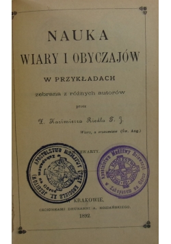 Nauka Wiary i Obyczajów ,1892 r.