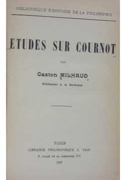 Etudes sur cournot, 1927 r.