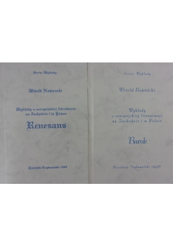 Wykłady o europejskiej literaturze na zachodzie i w Polsce - Barok/Renesans