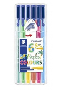 Flamaster Triplus 1 mm 6 kolorów w etui tropikalne