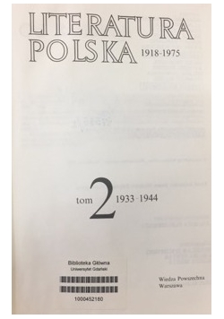 Literatura Polska, 1918-1975, tom II