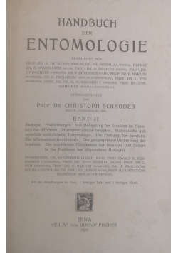Handbuch der Entomologie, 1929 r.