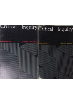Critical Inquiry. Volume 1 number1-2
