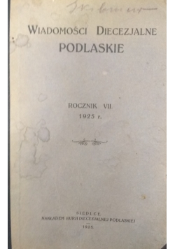 Wiadomości diecezjalne podlaskie, rocznik VII., 1925 r.
