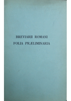 Breviarii Romani Folia Praeliminaria 1925 r.