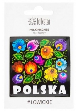 Magnes na lodówkę łowicki czarny Polska FOLKSTAR