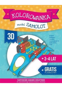 Kolorowanka 3D Model Samolot+ flamastry gratis MAC