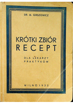 Krótki zbiór recept 1933 r