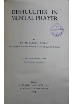 Difficulties on mental prayer