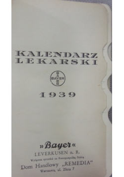 Kalendarz lekarski ,1939r.