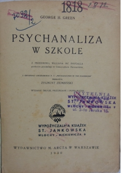 Psychanaliza w szkole, 1930 r.