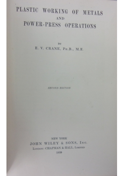 Plastic working of metals and power-press operations, 1939 r.