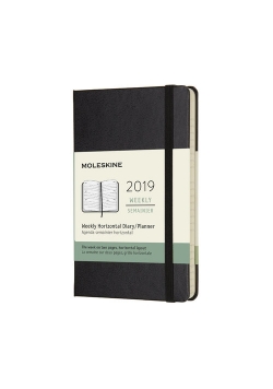 Kalendarz 2019 tygodniowy horyzontalny Moleskine 12M P 2019, twarda oprawa, czarny