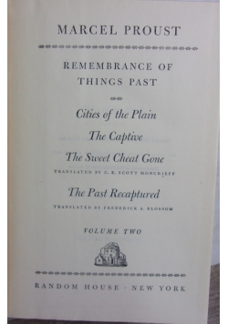 Remembrance of Things Past, Vol. II, 1934r.