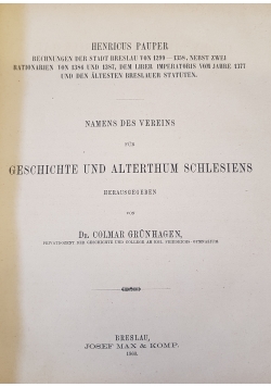 Geschichte und Alterthum Schlesiens, 1860r.