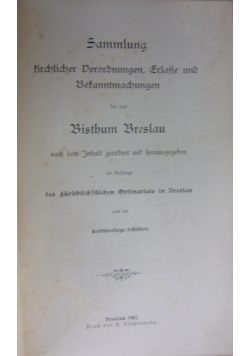 Sammlung. Firchlicher derordnungen, Erlasse und Befanntmachungen, 1902 r.