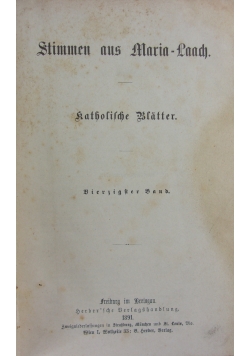 Stimmen aus Maria - Laach , 1891 r.
