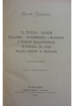 Pisma Henryka Sienkiewicza, Tom XIX, 1899r.
