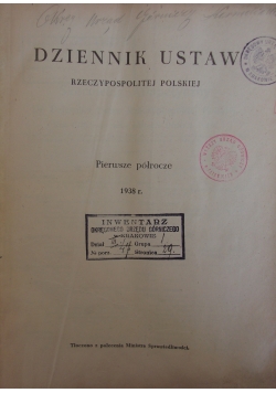 Dziennik ustaw Rzeczypospolitej Polskiej,1938r.