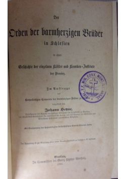 Der Orden der barmherzigen Bruder in Schleisen , 1861r.