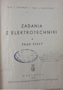 Zadania z elektromechaniki. 1950 r.